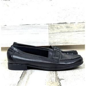 Clarks Bendables Womens 8.5 Black Leather Casual Comfort Slip-On Loafers